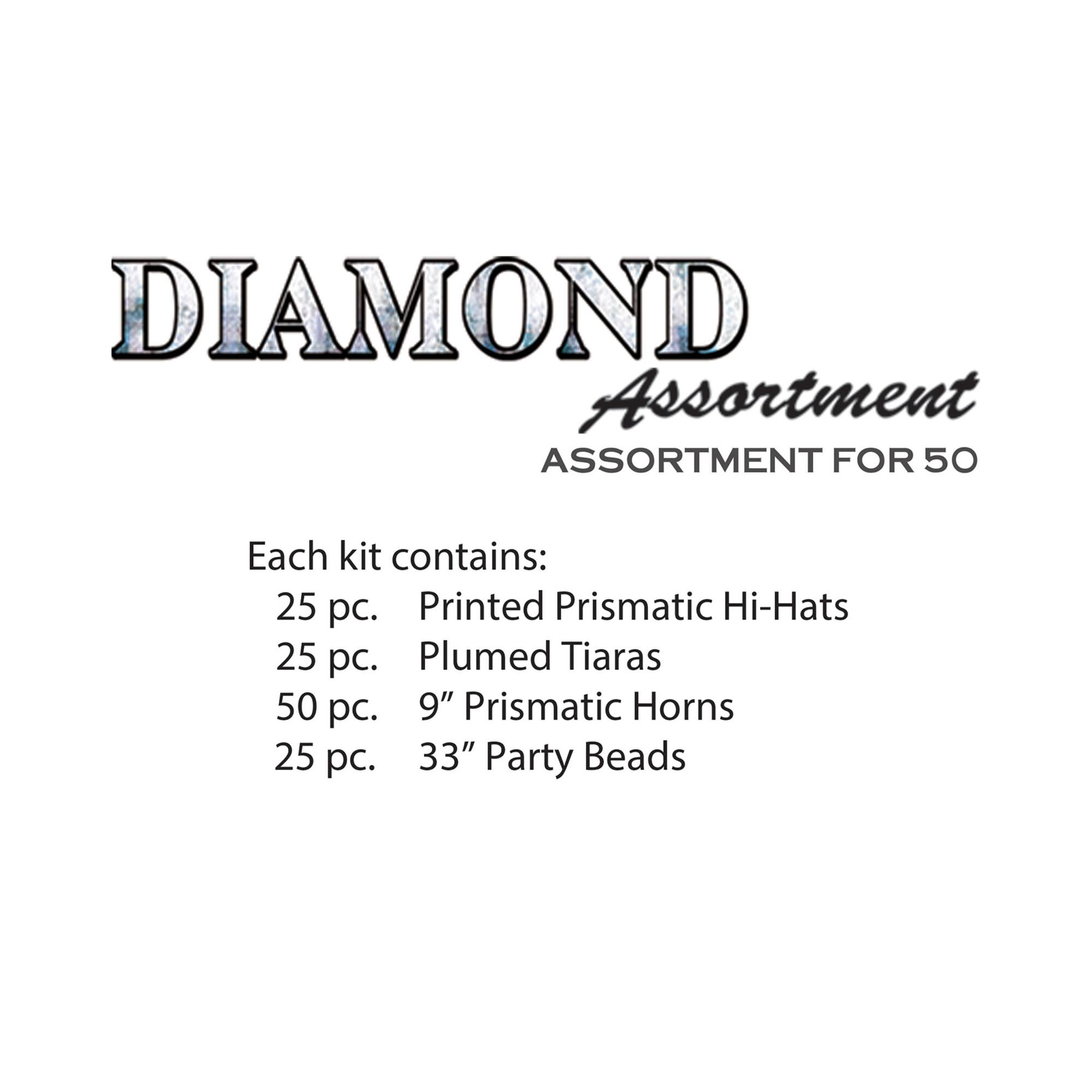 Beistle Black & Silver New Year Diamond Party Favor Kit for 50